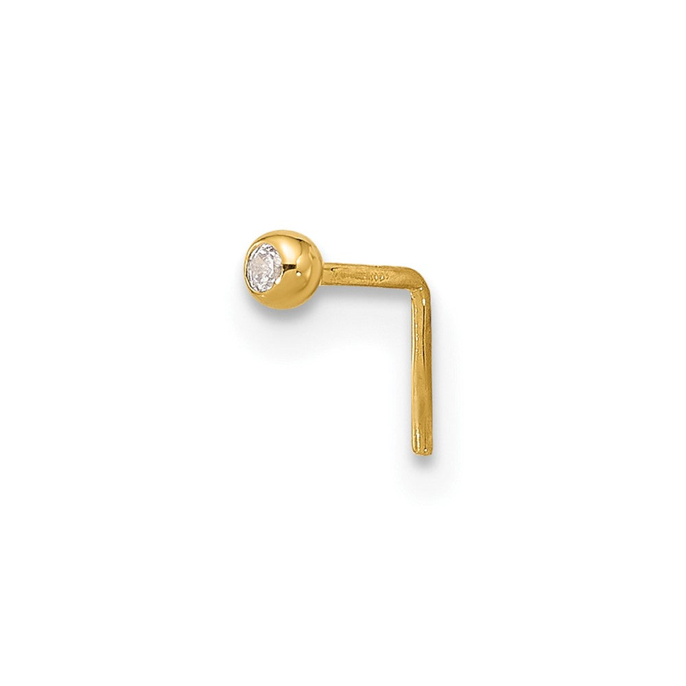 14k 23 Gauge 2.2mm CZ Nose Stud (0.08 grams)