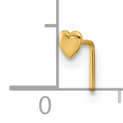14k 22 Gauge Polished Heart Nose Stud (0.06 grams)