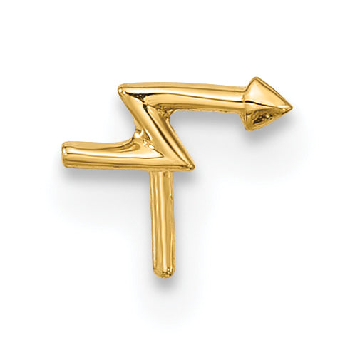 14k 22 Gauge Lightning Bolt Nose Stud (0.09 grams)