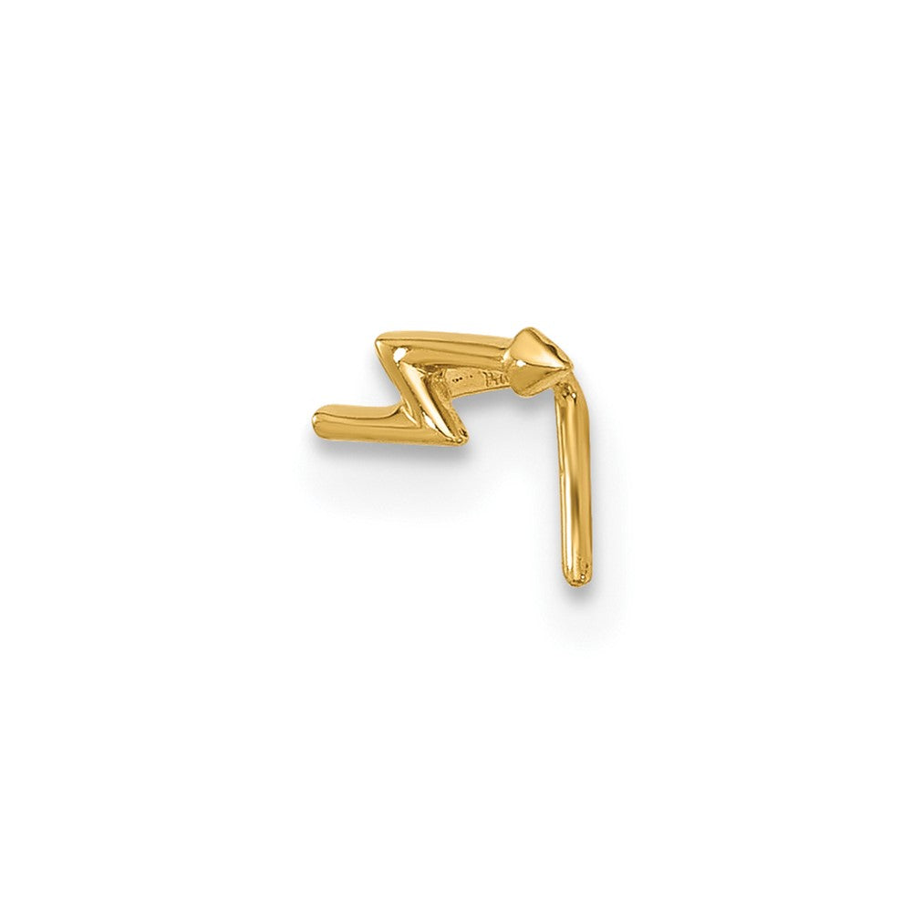 14k 22 Gauge Lightning Bolt Nose Stud (0.09 grams)