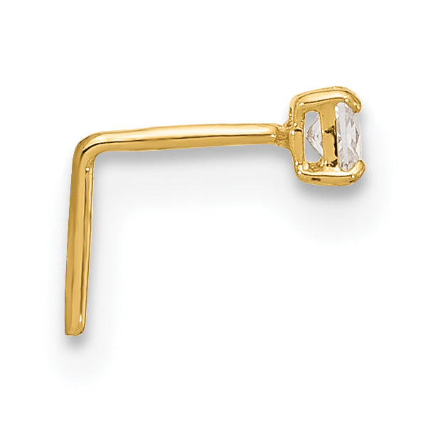 14k 22 Gauge  2.5mm Square CZ Nose Stud (0.08 grams)