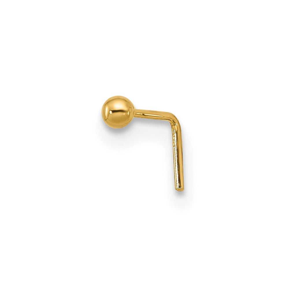 14k 22 Gauge Polished 2mm Ball Nose Stud (0.08 grams)