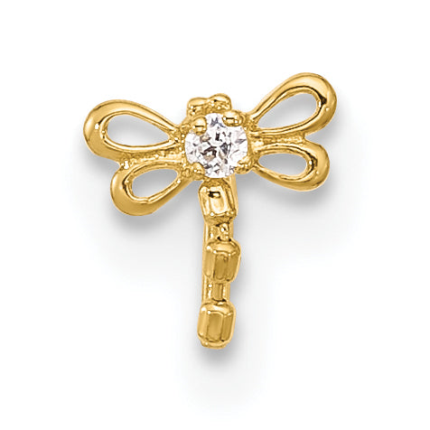 14k 22 Gauge CZ Butterfly Nose Stud (0.07 grams)
