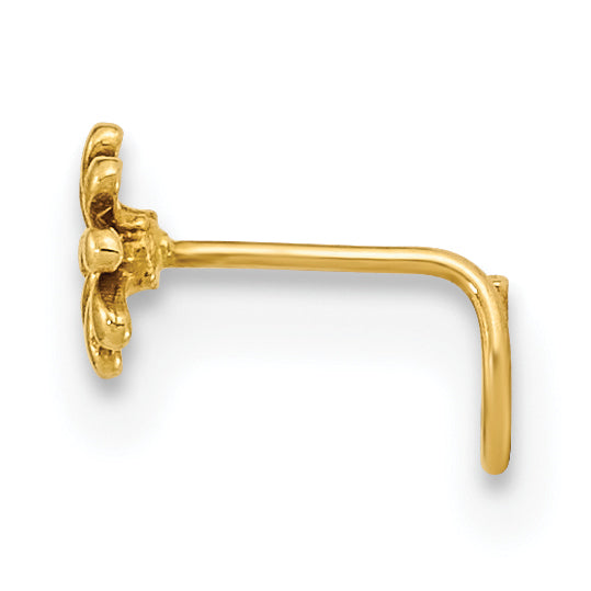 14K 22 Gauge Flower and CZ Nose Ring Body Jewelry (0.1 grams)