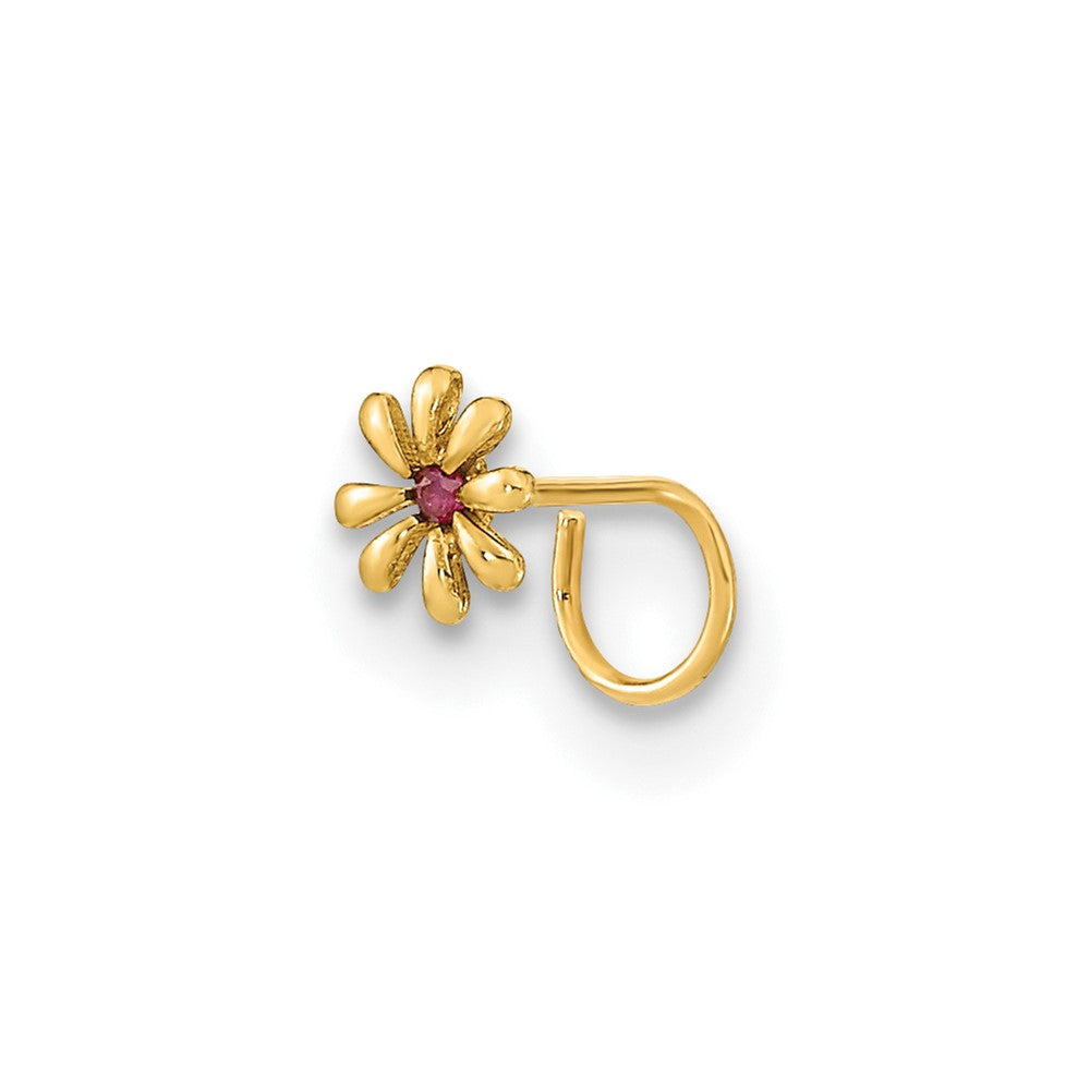 14K 22 Gauge Flower and CZ Nose Ring Body Jewelry (0.1 grams)