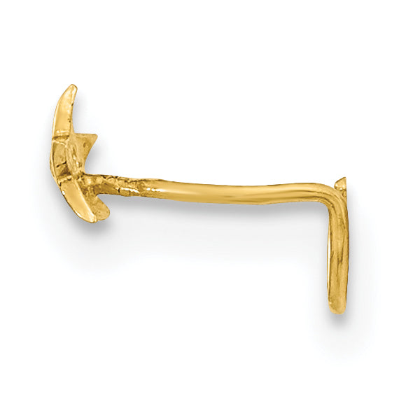 14K 22 Gauge Star with CZ Nose Ring Body Jewelry (0.09 grams)
