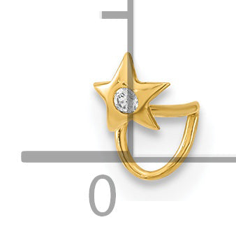 14K 22 Gauge Star with CZ Nose Ring Body Jewelry (0.09 grams)