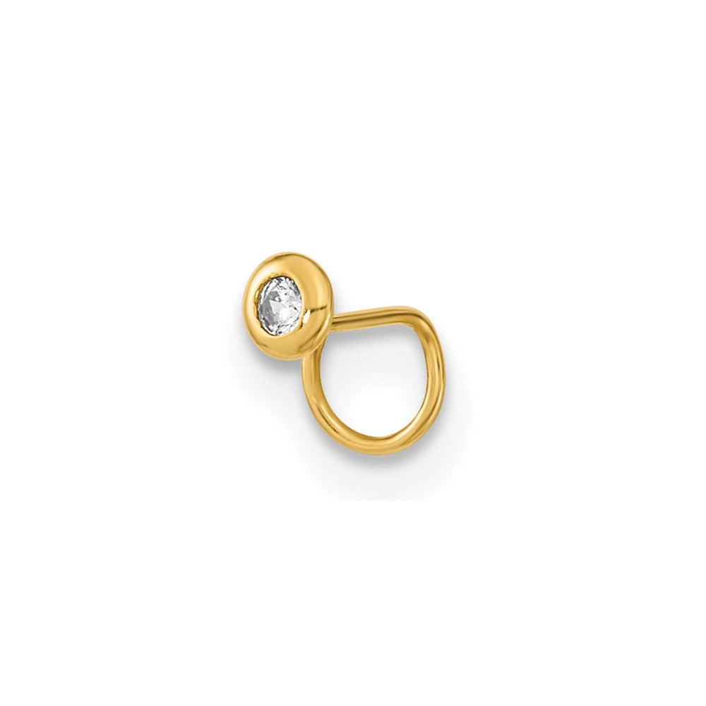14K 22 Gauge Circle with CZ Nose Ring Body Jewelry (0.09 grams)
