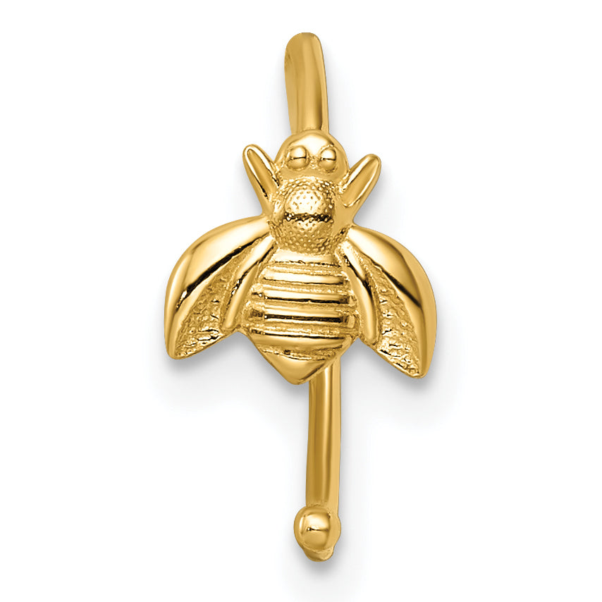 14k 18 Gauge Bumble Bee Nose Ring / Ear Cuff (0.44 grams)