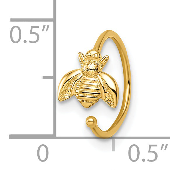 14k 18 Gauge Bumble Bee Nose Ring / Ear Cuff (0.44 grams)