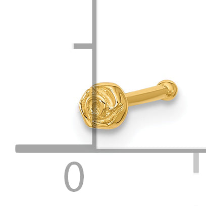 14k 20 Gauge Polished Rose Nose Stud (0.17 grams)