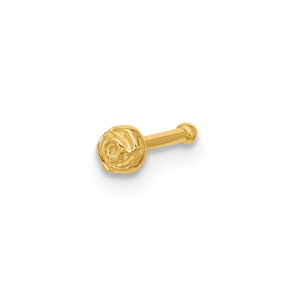 14k 20 Gauge Polished Rose Nose Stud (0.17 grams)