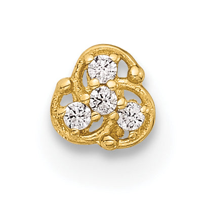 14K 20 Gauge Polished CZ Nose Stud (0.11 grams)