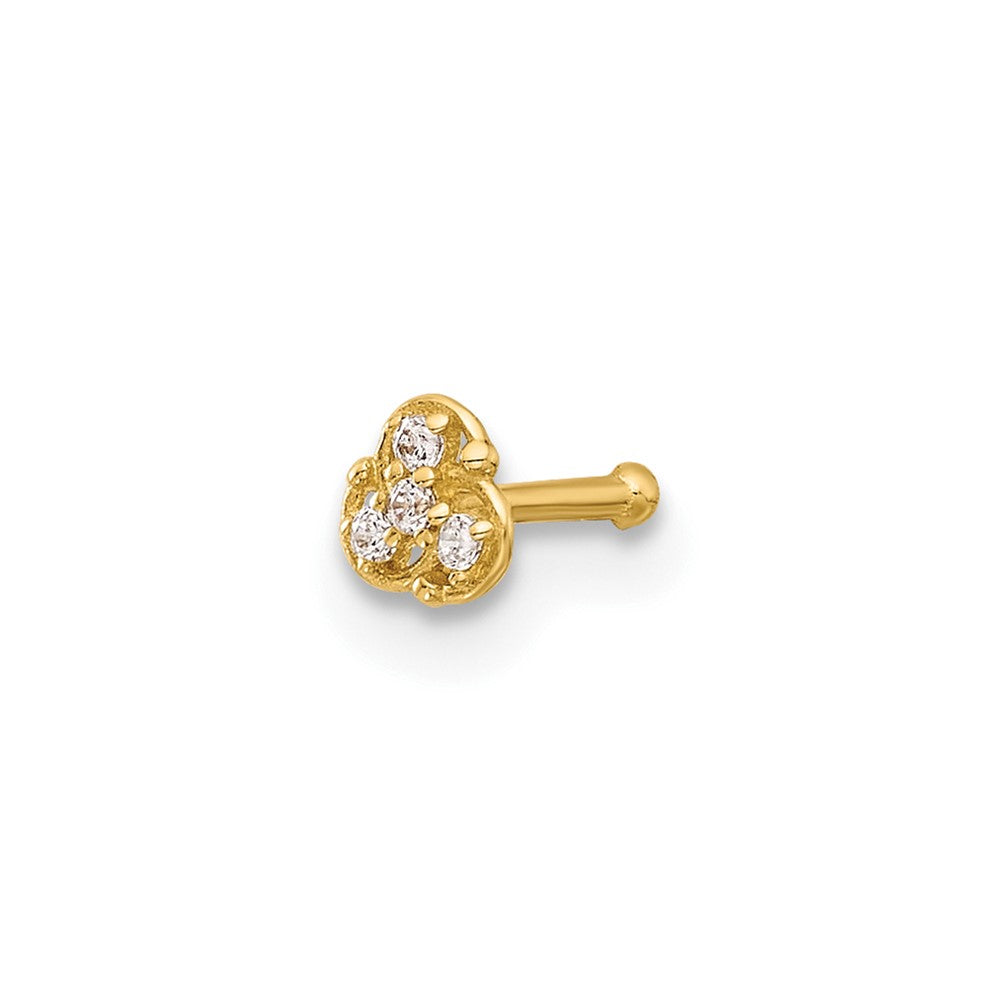 14K 20 Gauge Polished CZ Nose Stud (0.11 grams)