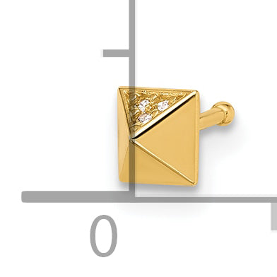 14k 22 Gauge Polished CZ Nose Stud (0.19 grams)