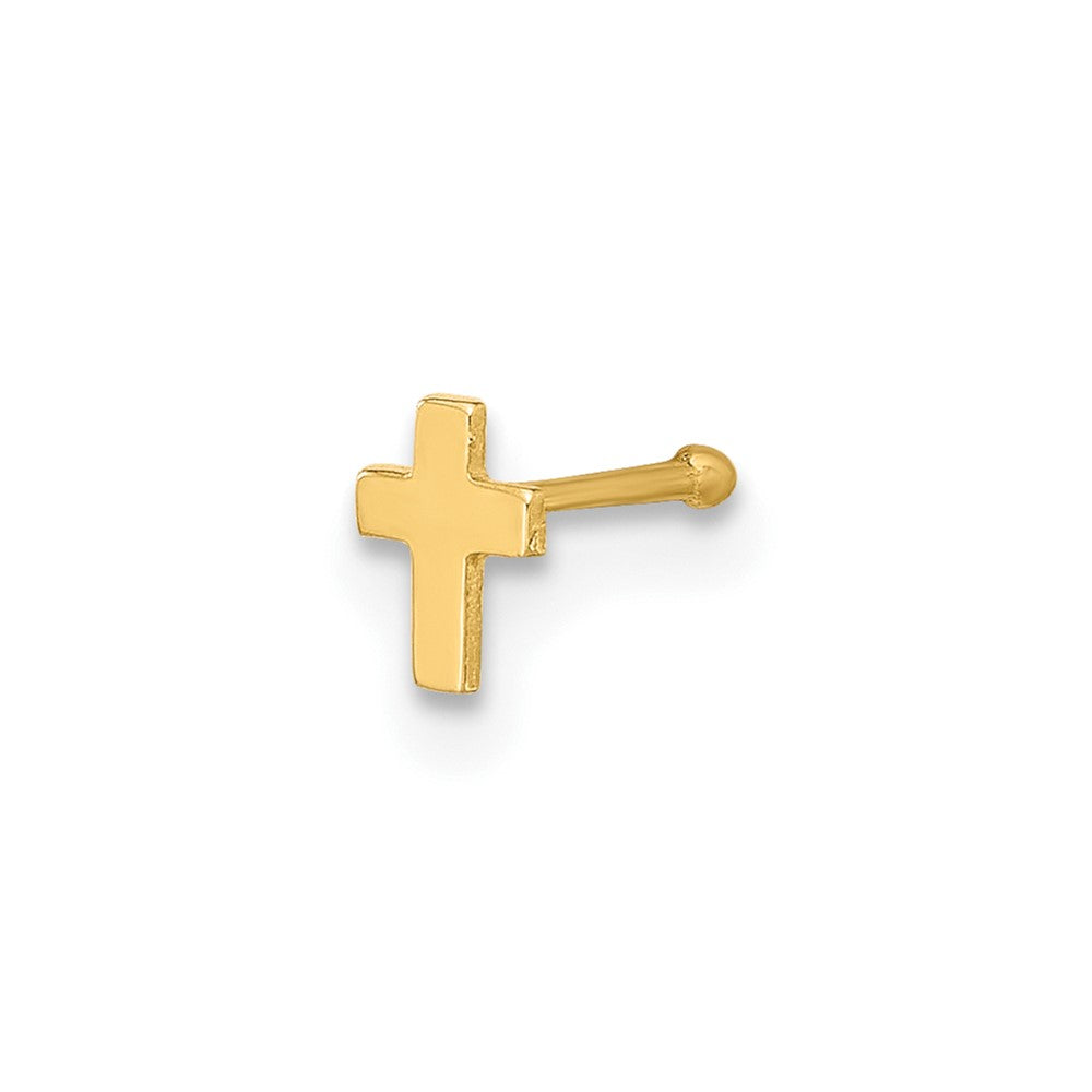 14K 22 Gauge Polished Cross Nose Stud (0.1 grams)