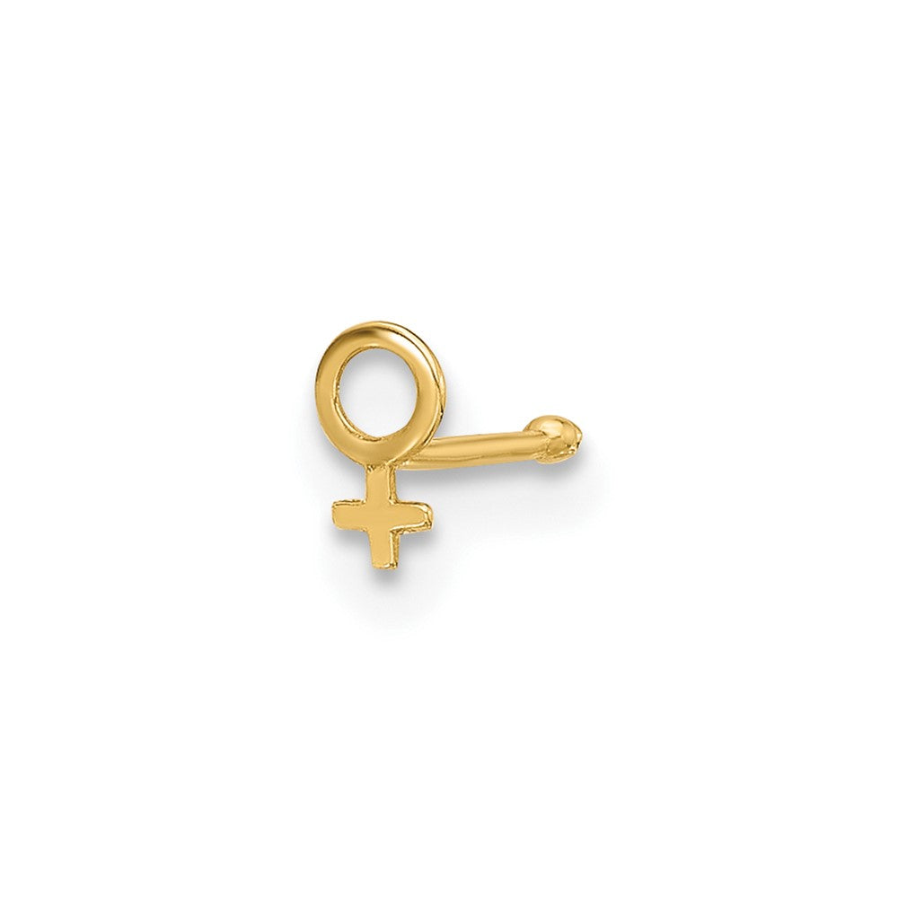 14K 20 Gauge Polished Female Symbol Nose Stud (0.09 grams)