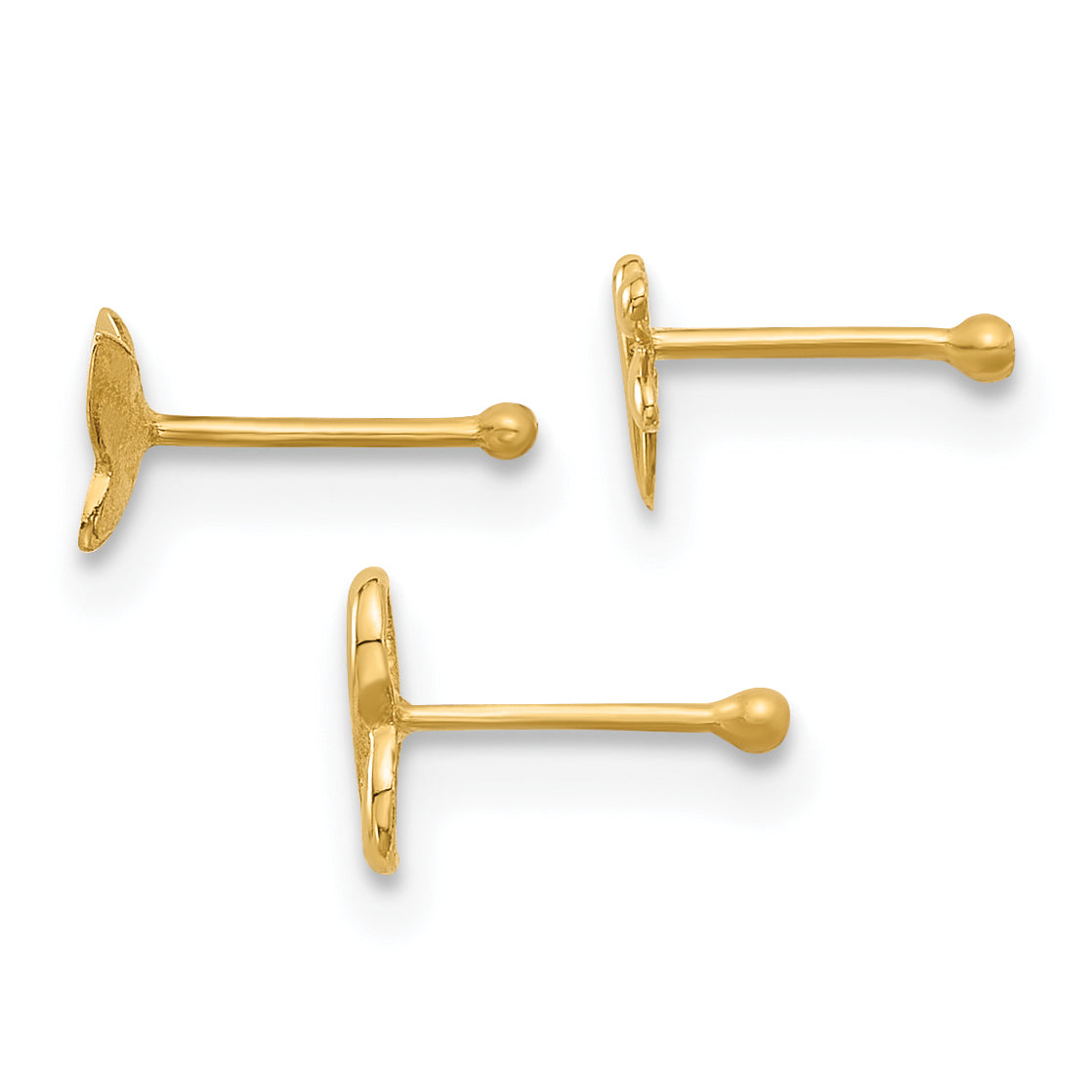 14K 22 Gauge Polished Infinity Symbol, Dragonfly and Butterfly Nose Stud (0.43 grams)