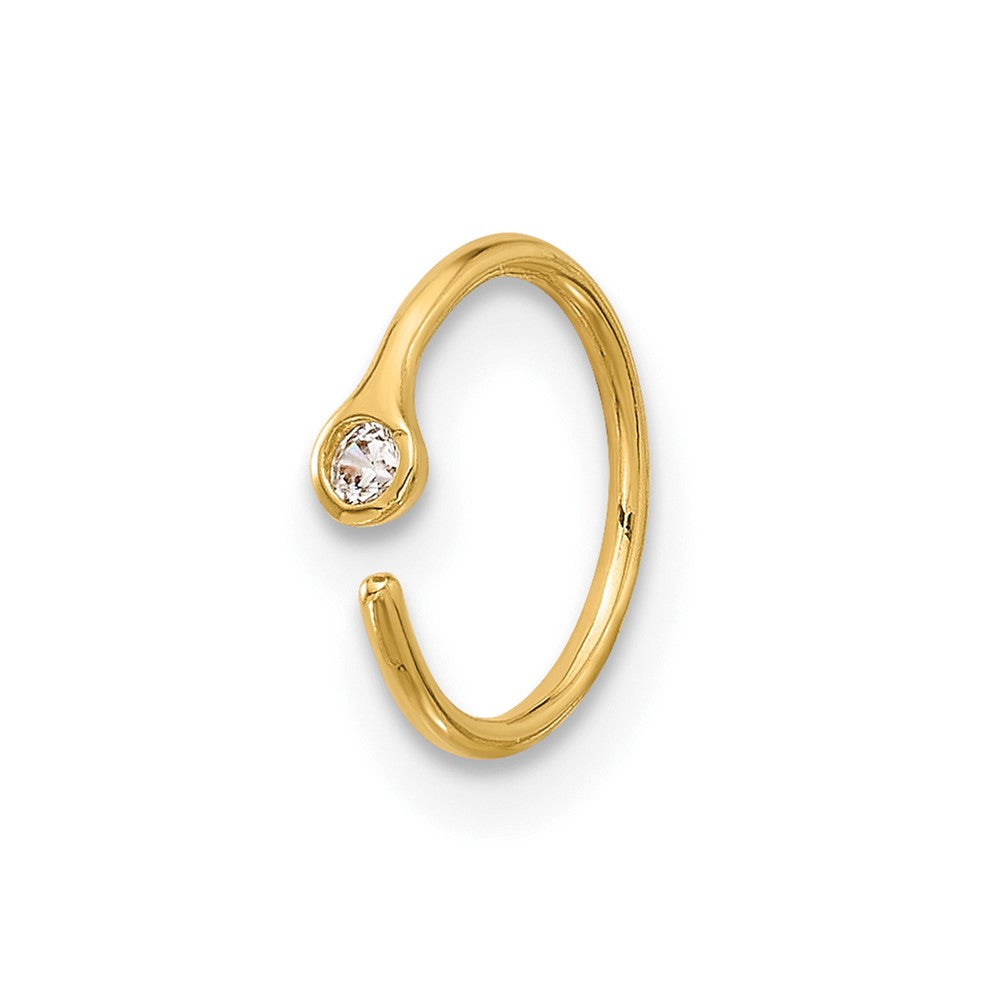 14K 20 Gauge Polished CZ Nose Ring (0.19 grams)