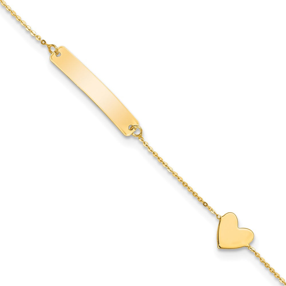 14k Polished 5.5in Heart ID Bracelet (0.96 grams)