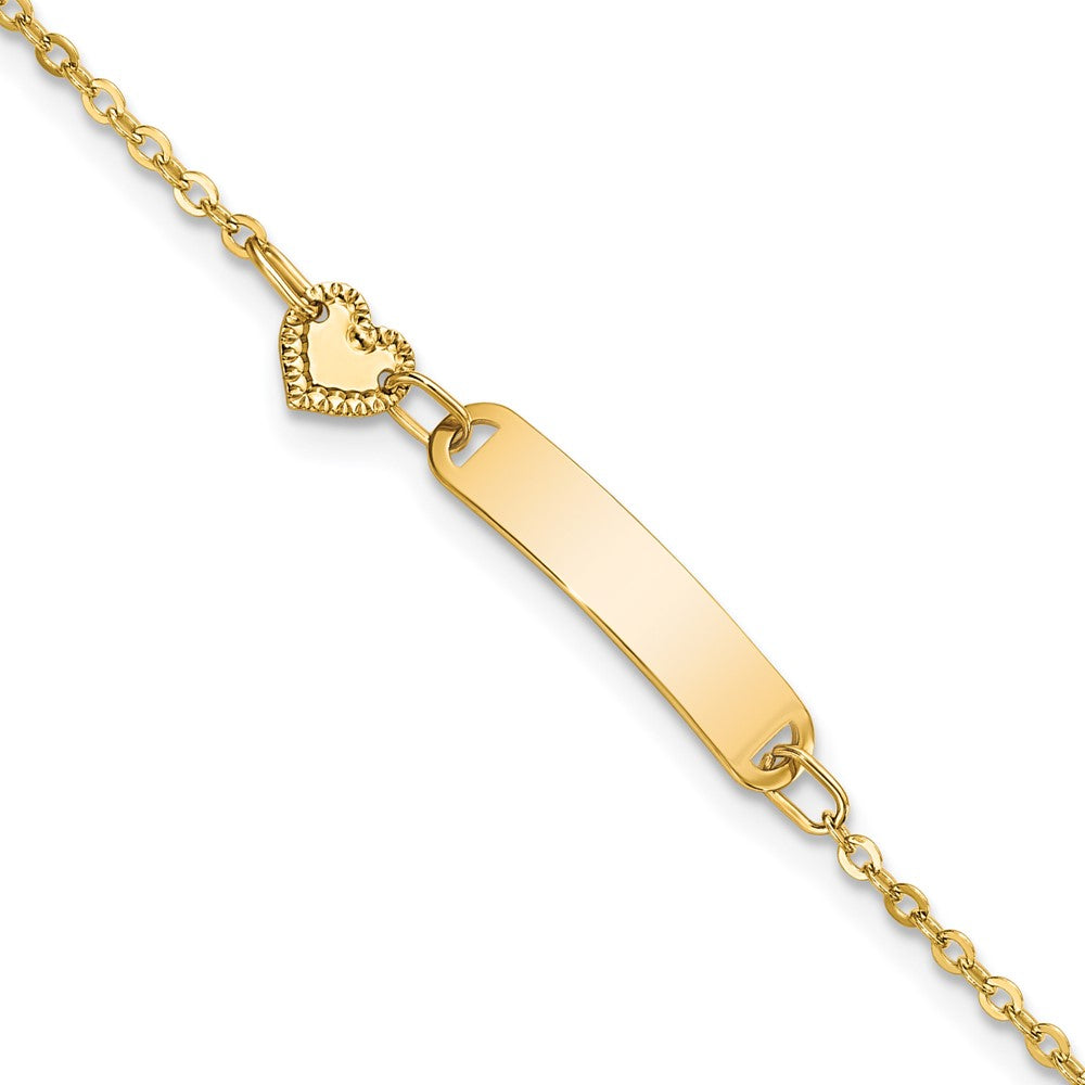 14K Polished ID with Heart Childrens Bracelet (1.45 grams)