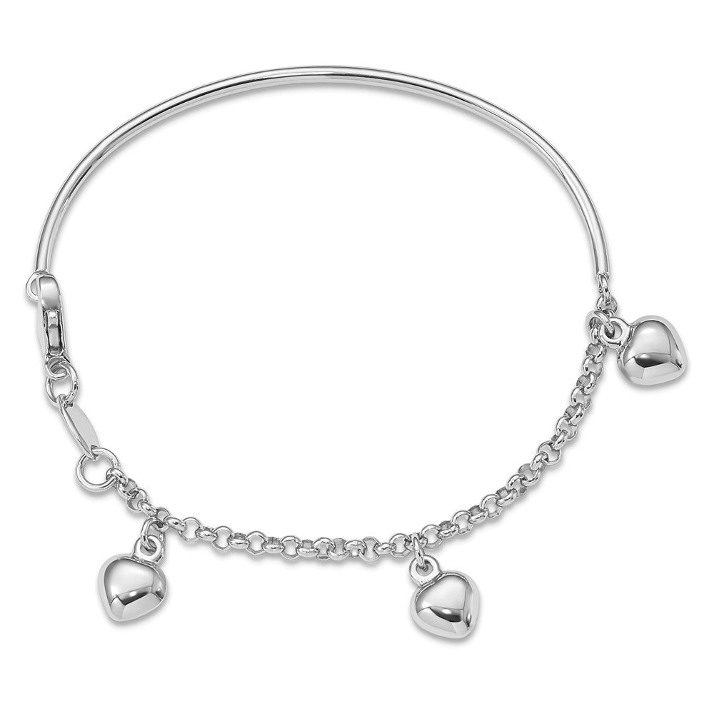 14k White Gold Polished Dangle Heart Baby Bracelet (2.52 grams)