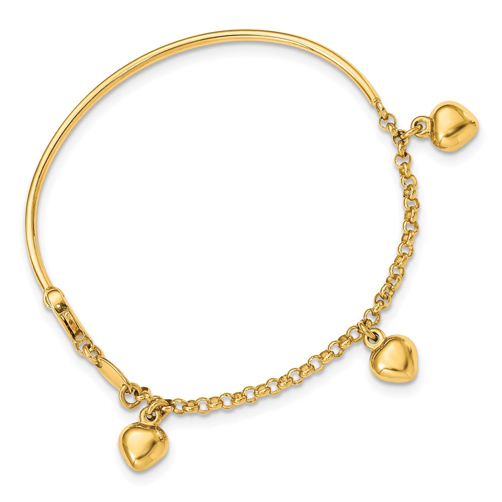 14k Polished Dangle Heart Baby Bracelet (2.57 grams)