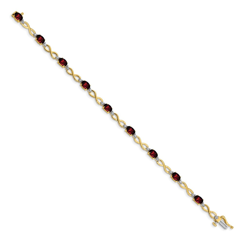 14k Complete Oval Garnet and Diamond Infinity Link 7 inch Bracelet (4.65 grams)