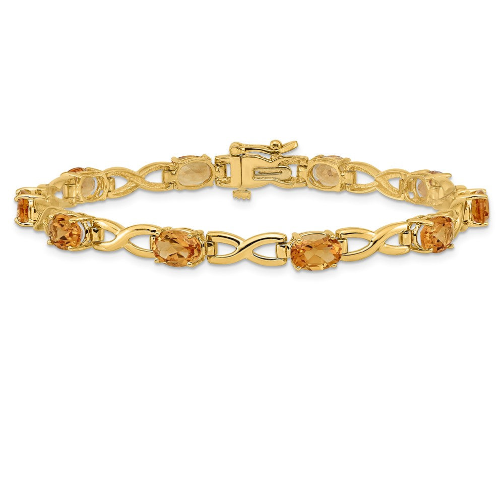 14k Complete 7x5mm Oval Citrine Infinity Link 7 inch Bracelet (9.16 grams)