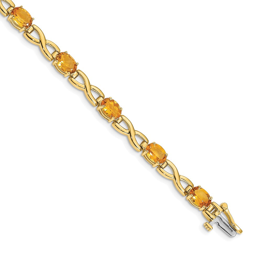 14k Complete 7x5mm Oval Citrine Infinity Link 7 inch Bracelet (9.16 grams)