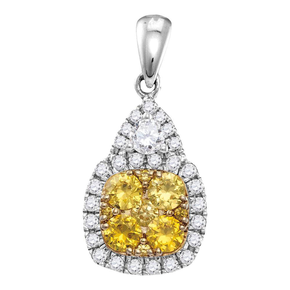 14Kt White Gold 7/8Ctw-Dia Fashion Yellow Pendant (1.83 grams)