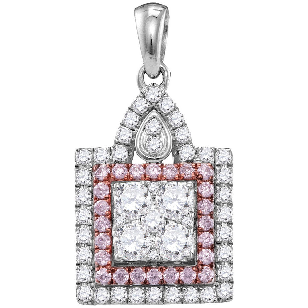 14Kt White Gold 1 Ctw-Dia Pink  Pendant (2.87 grams)