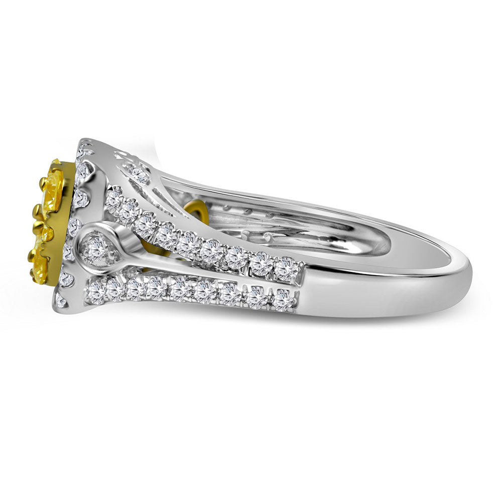 14Kt White Gold 1 Ctw-Dia Amarillo Natural Yellow Diamond Ring (5.91 grams)