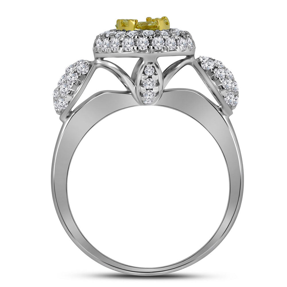 14Kt White Gold 1 Ctw-Dia Amarillo Natural Yellow Diamond Ring (5.08 grams)