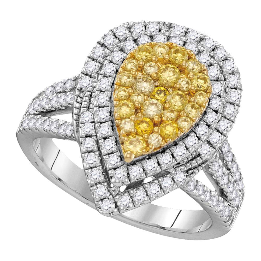 14Kt White Gold 1  1/5Ctw-Dia Amarillo Natural Yellow Diamond Ring (7.69 grams)
