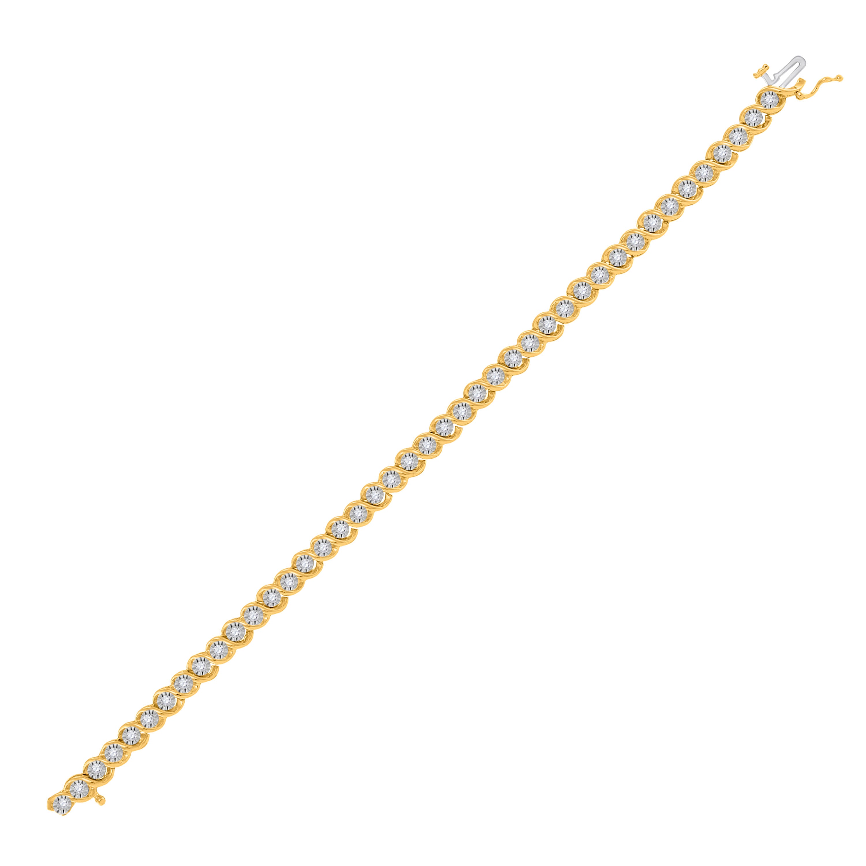 Gold Tennis Bracelet 1/2 Cttw Round Natural Diamond Womens (12.01 grams)