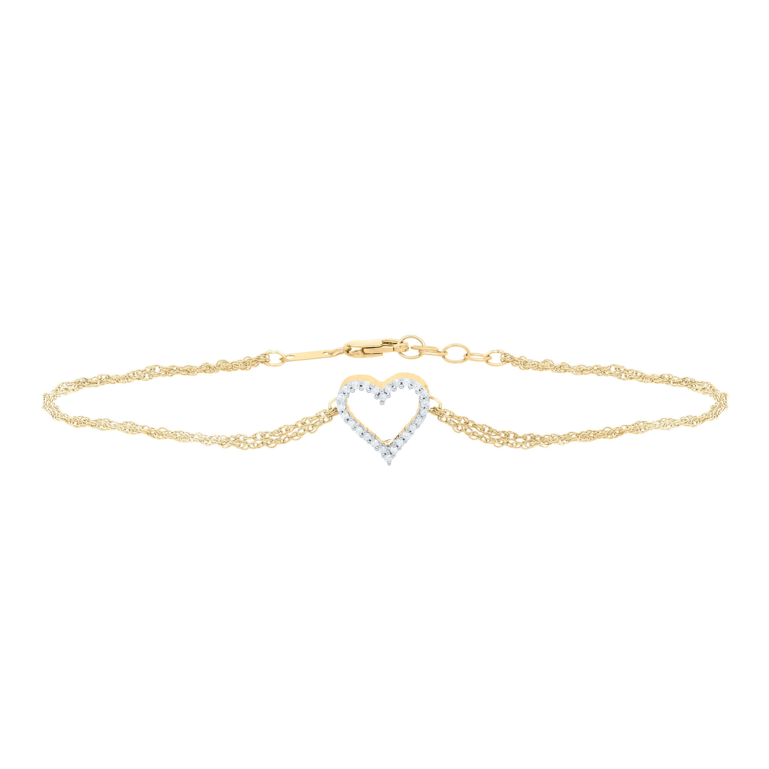 1/8Ctw-Dia P2 Gift Heart Bracelet(7 Inch) (1.38 grams)