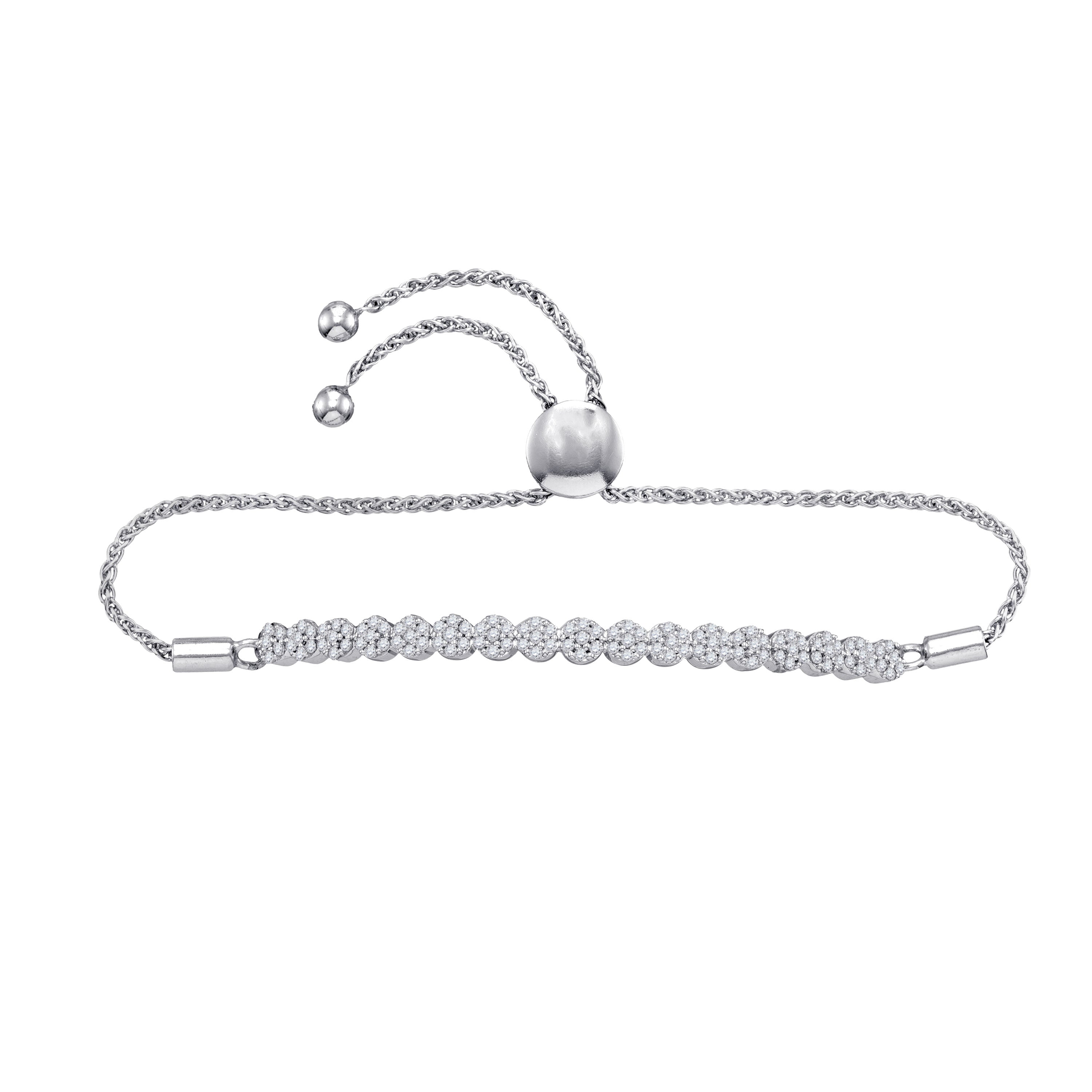 10Kt White Gold 3/4Ctw Diamond Bolo Bracelet (3.4 grams)