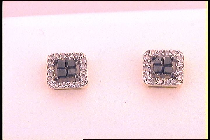 14Kt Yellow Gold 1/3Ct-Dia Black Diamond Earrings (1.27 grams)