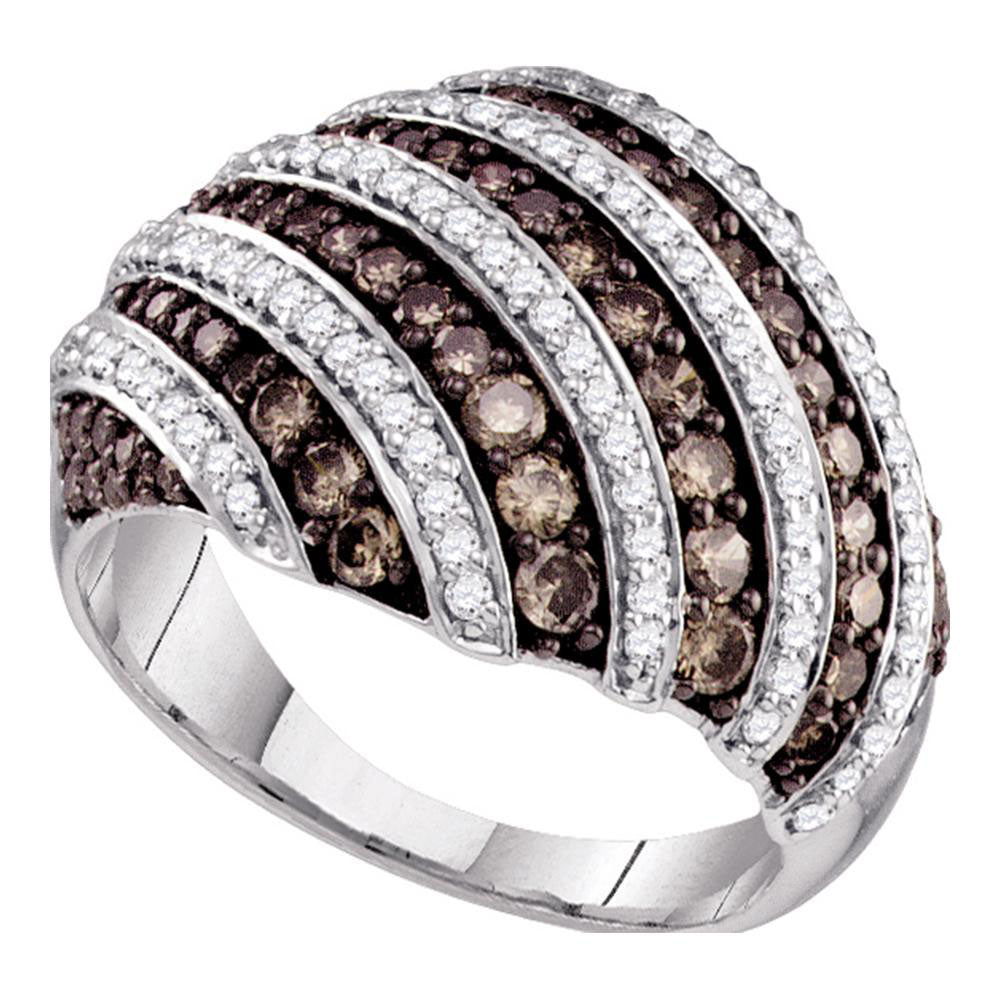 10Kt White Gold 1 3/8Ctw Diamond Brown  Band