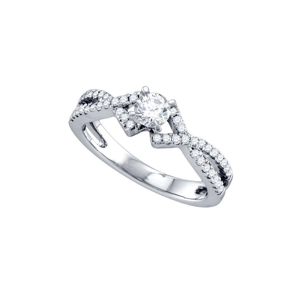 14Kt White Gold 1/2Ct-Dia 1/3Ctw-Crd Engagement Ring (3.4 grams)