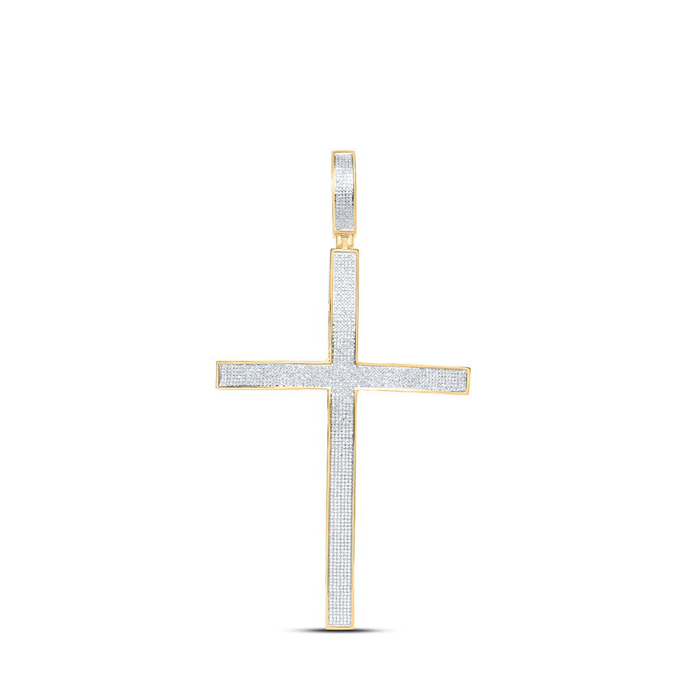 2 Ct-Dia Cn Micro-Pave Mens Cross Charm (16.86 grams)