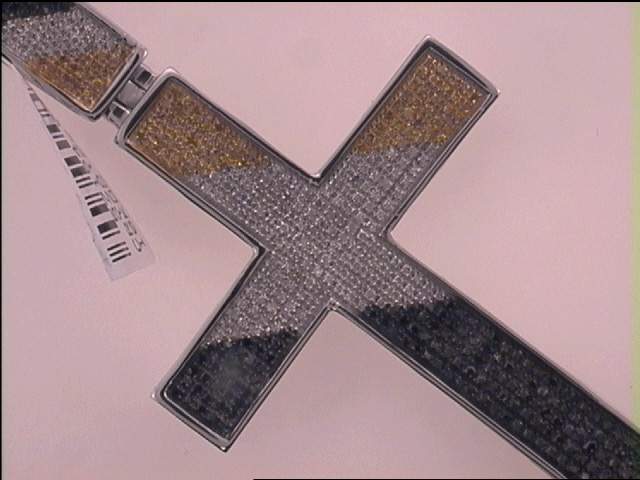 10Kt White Gold 1 Ct-Dia Micro-Pave Mens Cross Charm (9.25 grams)