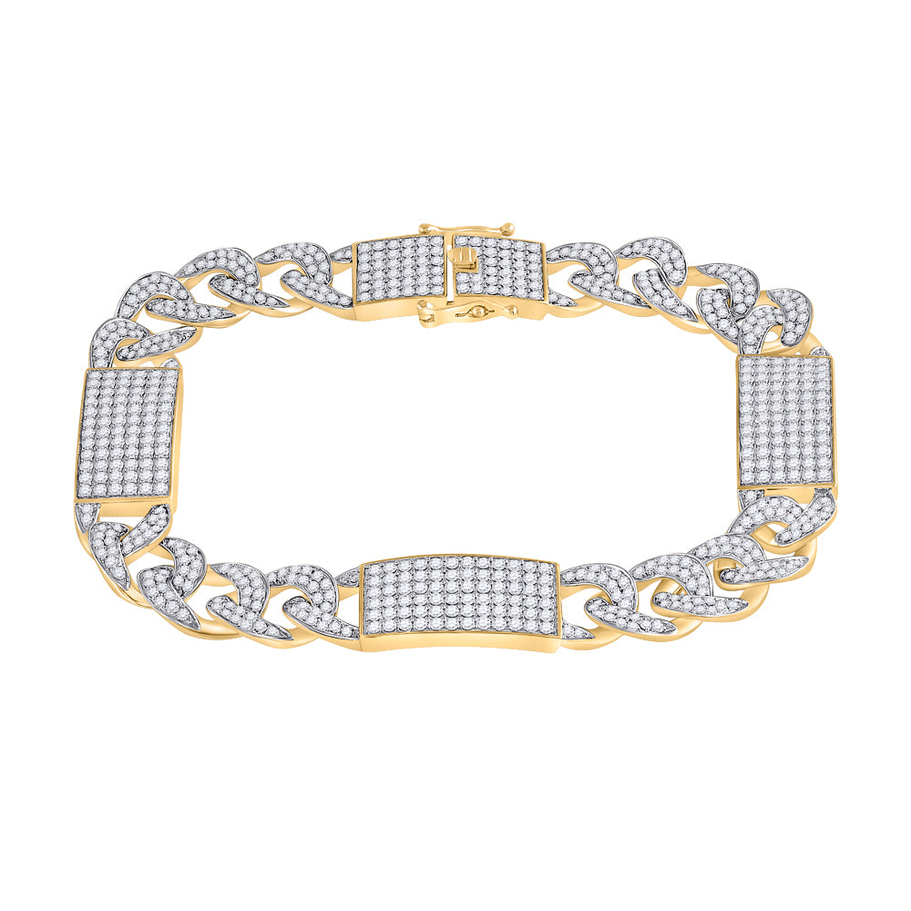 10Kt Yellow Gold 9 1/2Ct-Dia Nk Ice Cuban Mensbracelet (9 Inch) (42.35 grams)