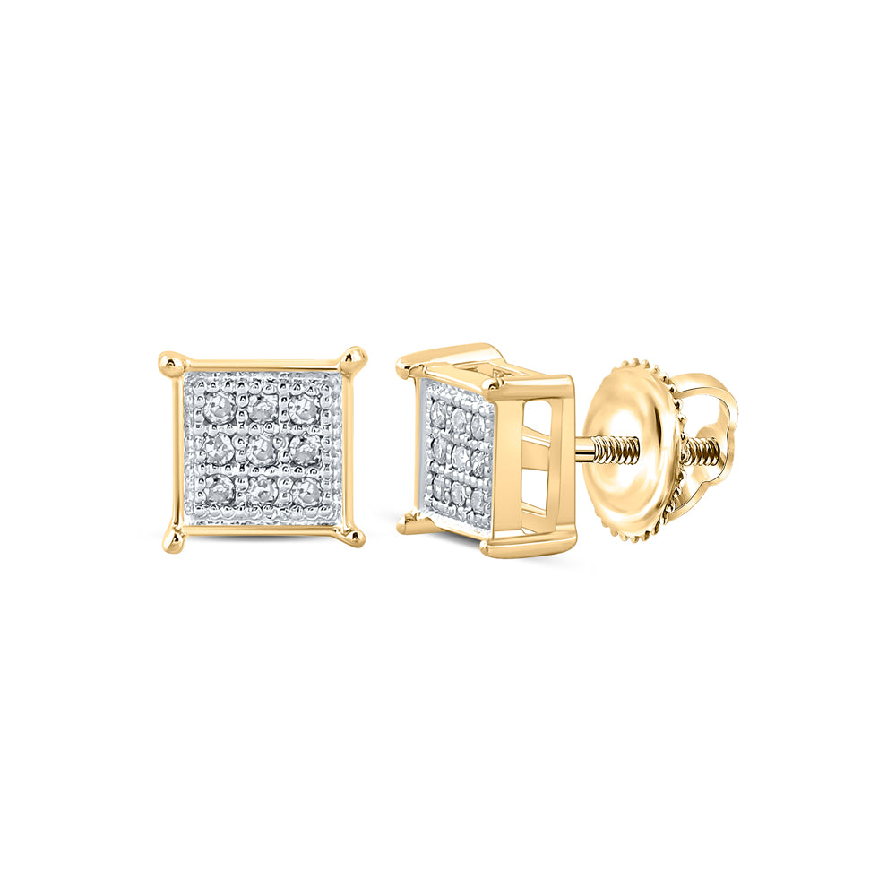 14Kt Yellow Gold 1/20Ct-Dia P3 Gift Square Earring (1.39 grams)