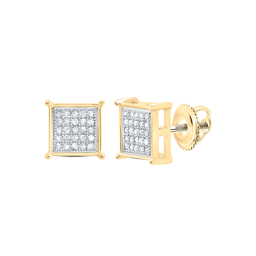 10Kt Yellow Gold 1/6Ct-Dia P3 Gift Square Earring (1.73 grams)