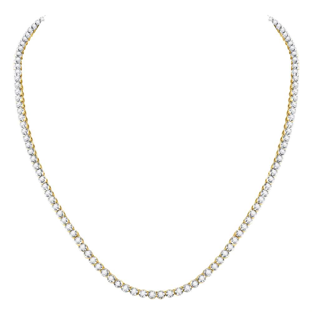 10Kt Yellow Gold 9 Ctw-Dia Nk Mens Solitaire Chain (20 Inch) (24.39 grams)