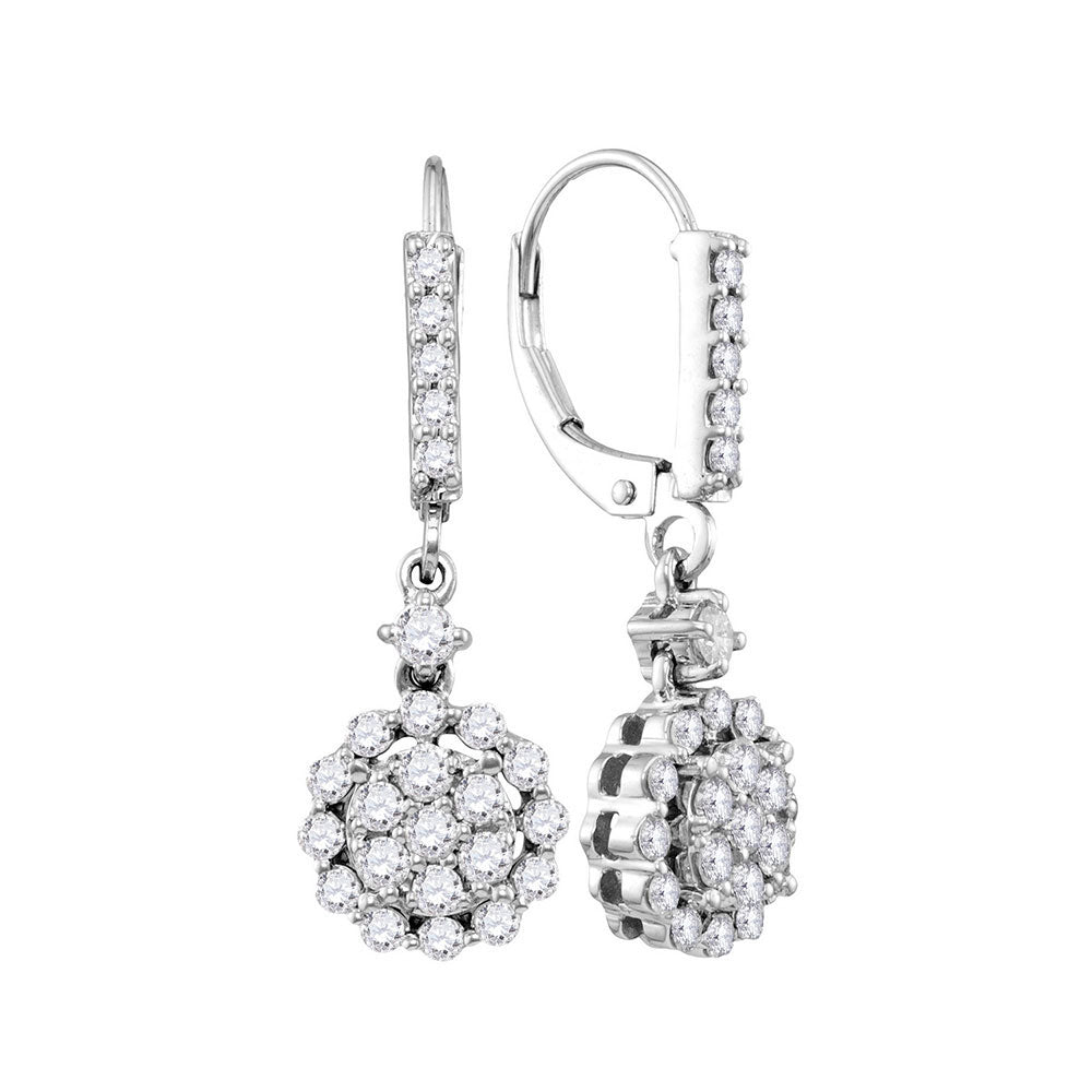 14Kt White Gold 1 Ctw-Dia Fashion Dangling Earring (4.1 grams)