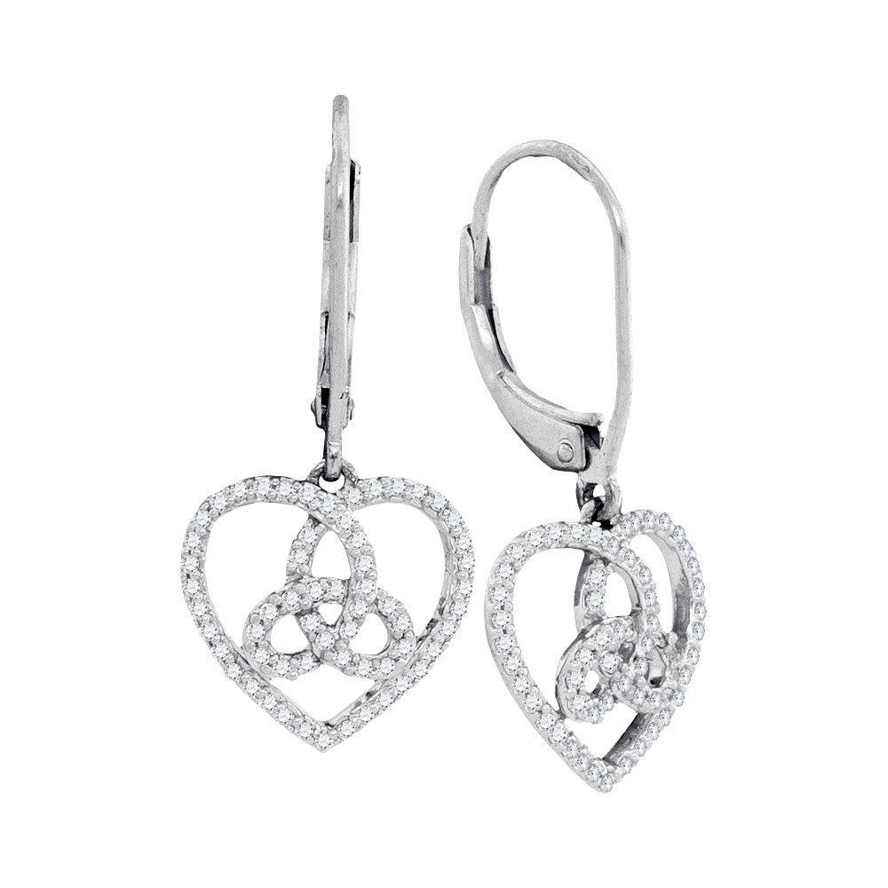 10Kt White Gold 1/4Ctw-Dia Gift Heart  Earrings (1.93 grams)