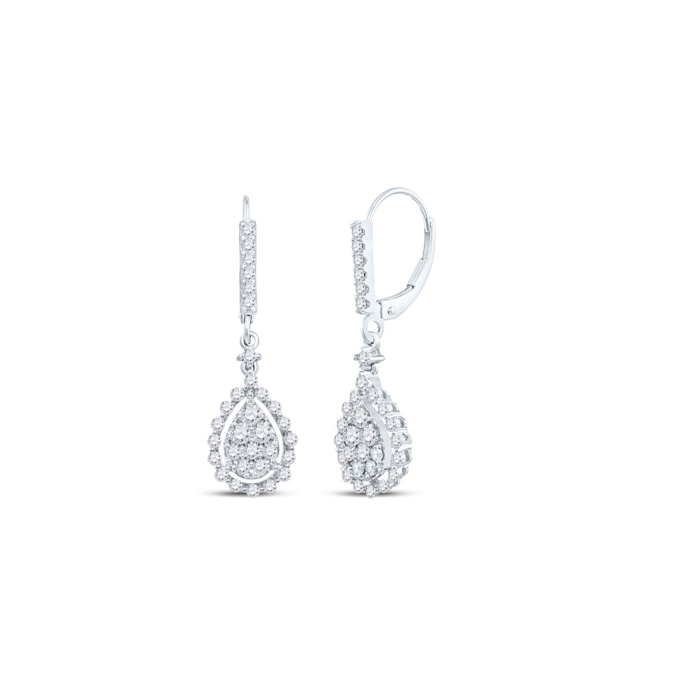 14Kt White Gold 7/8Ctw-Dia Fashion Dangling Earring (3.52 grams)